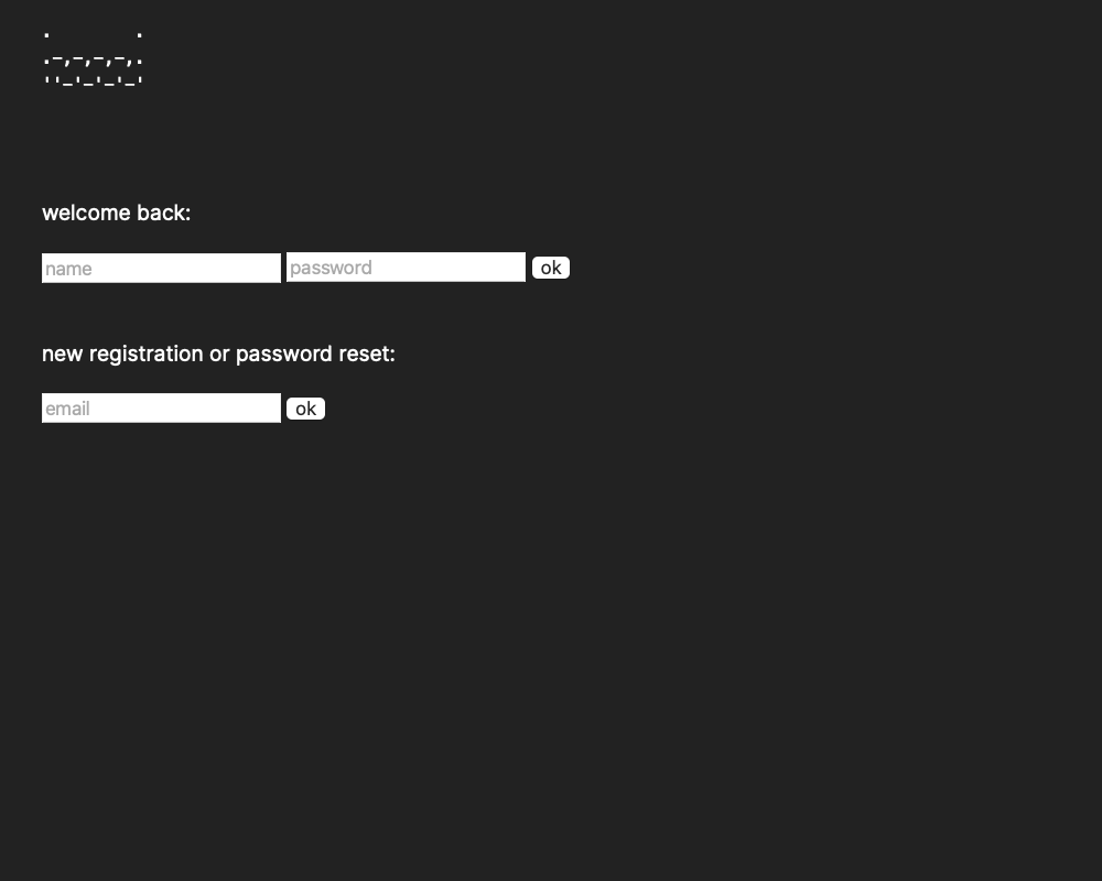 The IZZZZI homepage, a black void with a barebones login form