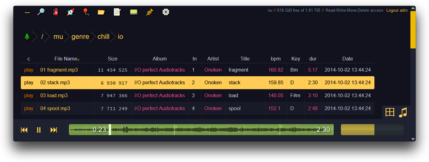 Copyparty
webapp, used as a mp3
player.